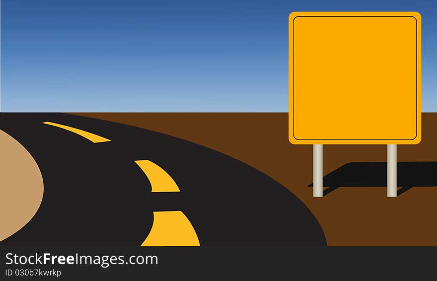 Vector Illustration of a blank road sign on blue sky background that you could add text to