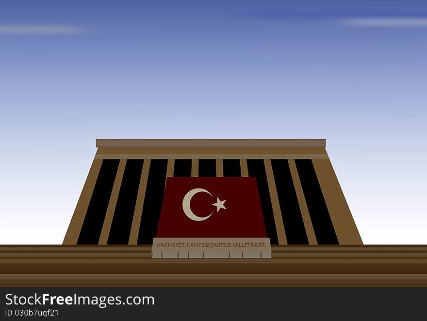 Vector illustration of mausoleum of mustafa kemal ataturk, father of turks, in capital city of ankara in turkey