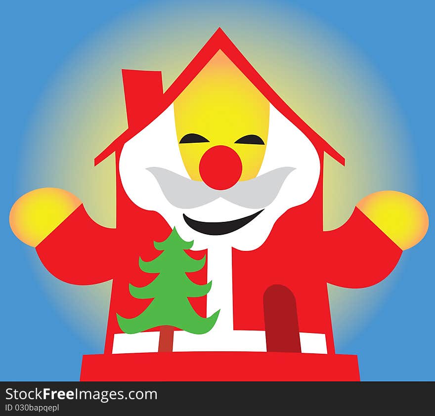 Santa Claus home smiling logo