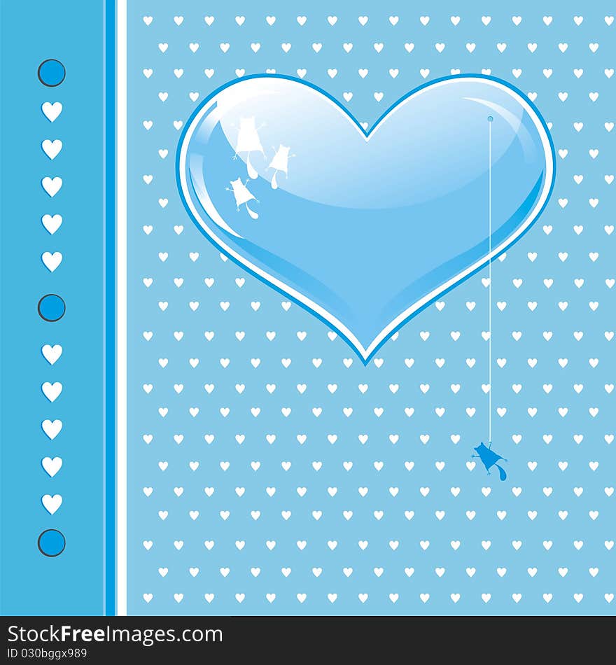 Card With Blue Heart