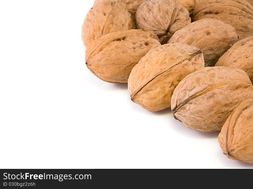 Walnuts isolated on white background