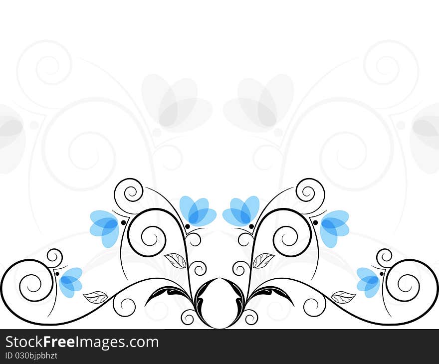 Vector picture of black and blue floral bizarre background. Vector picture of black and blue floral bizarre background