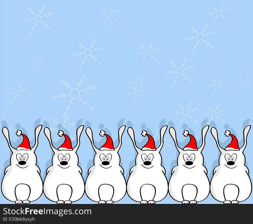 Vector picture about funny rabbits