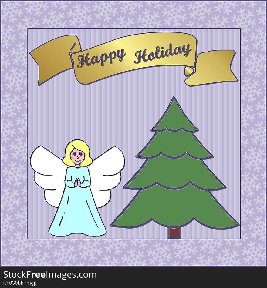 Card with Christmas silhouettes-illustration. Card with Christmas silhouettes-illustration