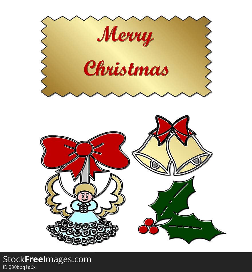 Card with Christmas silhouettes-illustration. Card with Christmas silhouettes-illustration