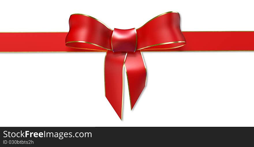 Computer generated image of a red ribbon over a white background.