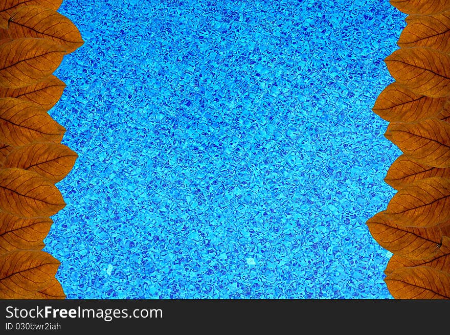 Brown leafs on blue background