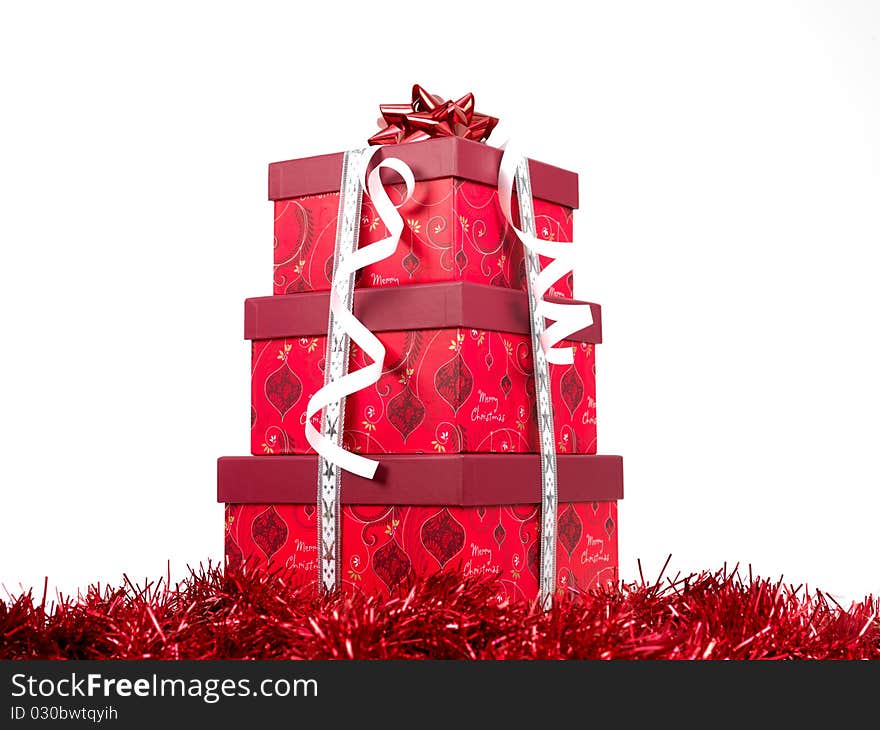 Christmas presents isolated against a white background