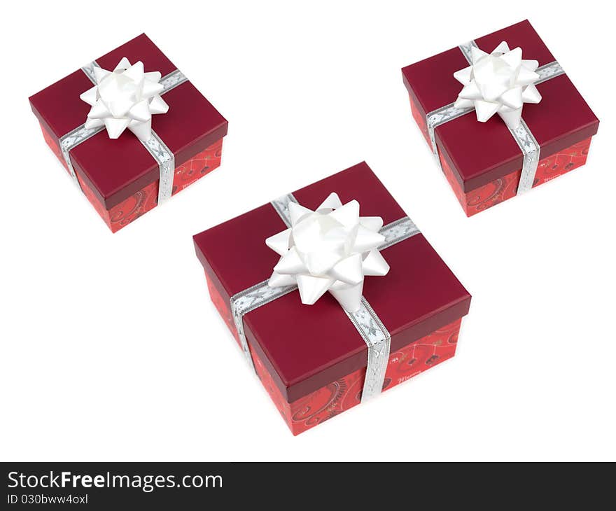 Christmas presents isolated against a white background