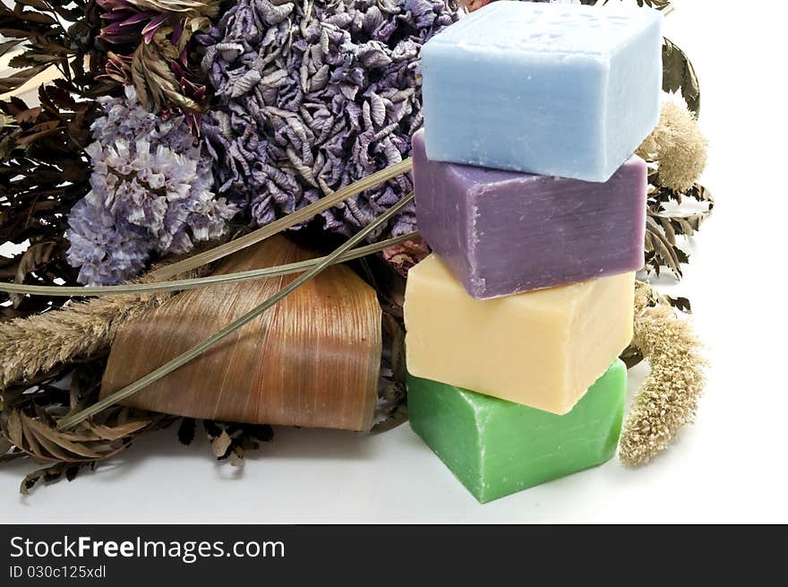 Dried Flowers And Colorful Soap