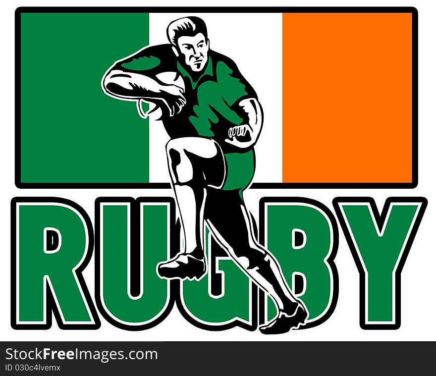 Rugby player fend Ireland flag