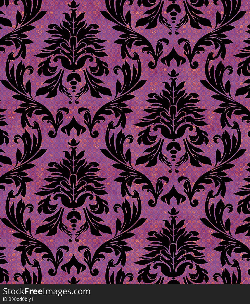 Retro background with black flowers