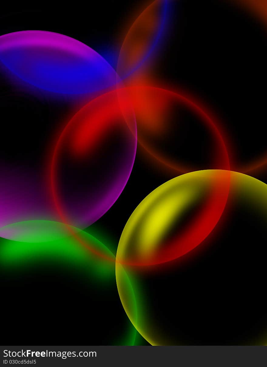 Bubble color illustration with black background