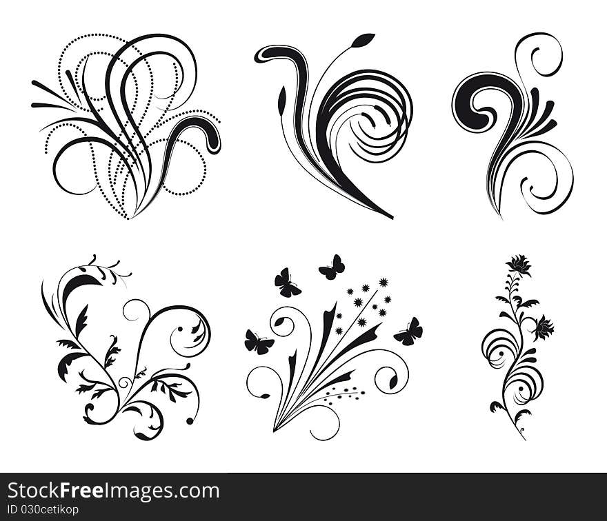 Set of floral design elements