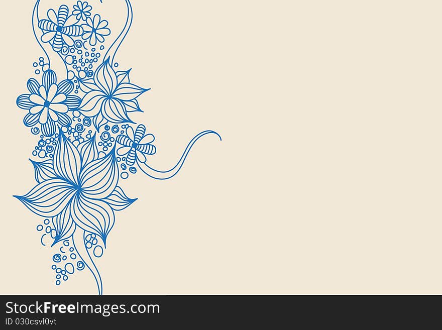 Blue  flowers on light background (illustration). Blue  flowers on light background (illustration)