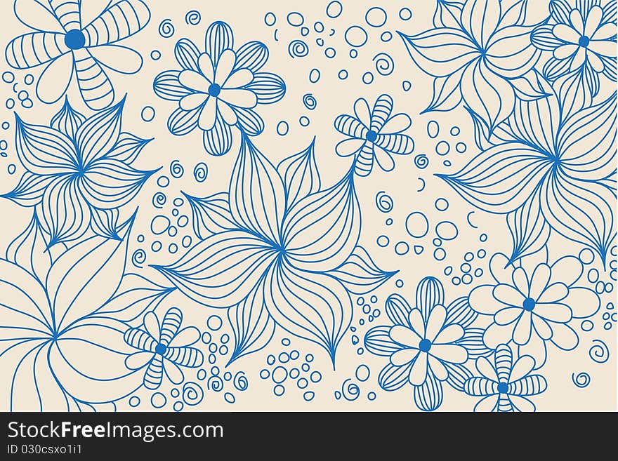 Blue  flowers on light background (illustration). Blue  flowers on light background (illustration)