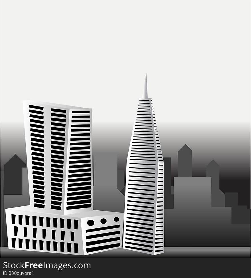 Cartoon urban buildings grey background. Cartoon urban buildings grey background