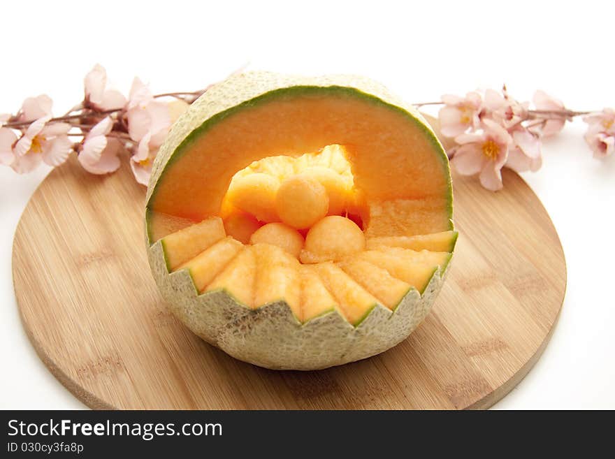 Refine melon with bow from flowers