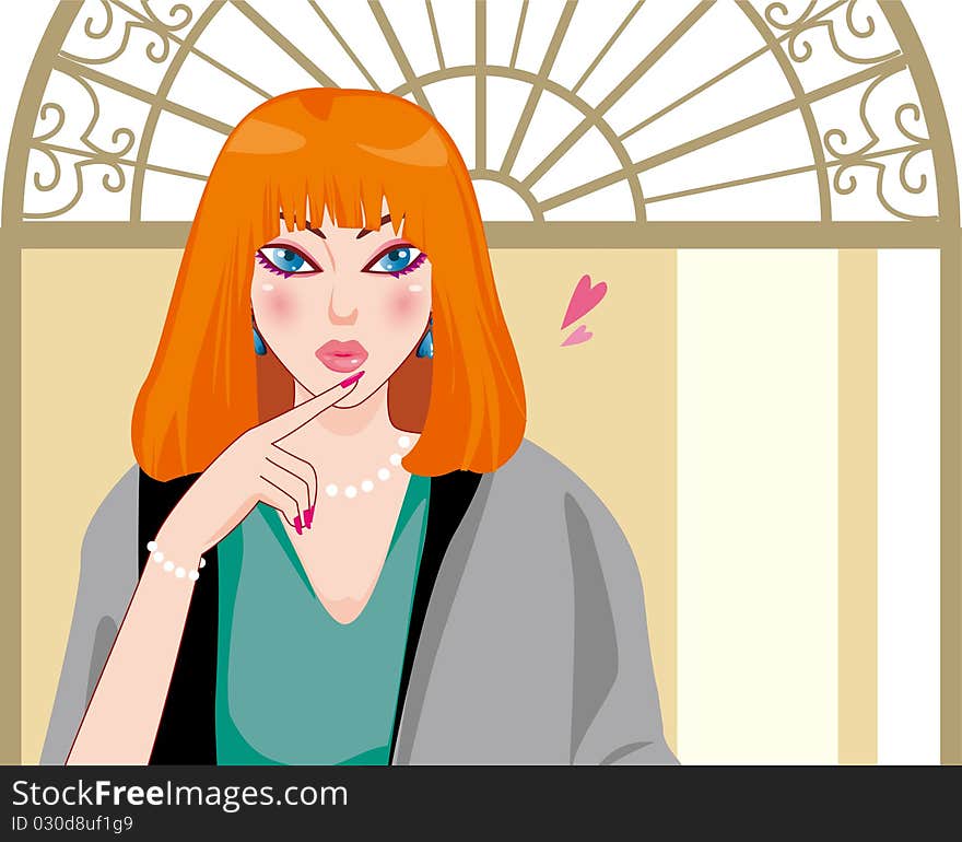 Vector illustration of Fashion girl kiss