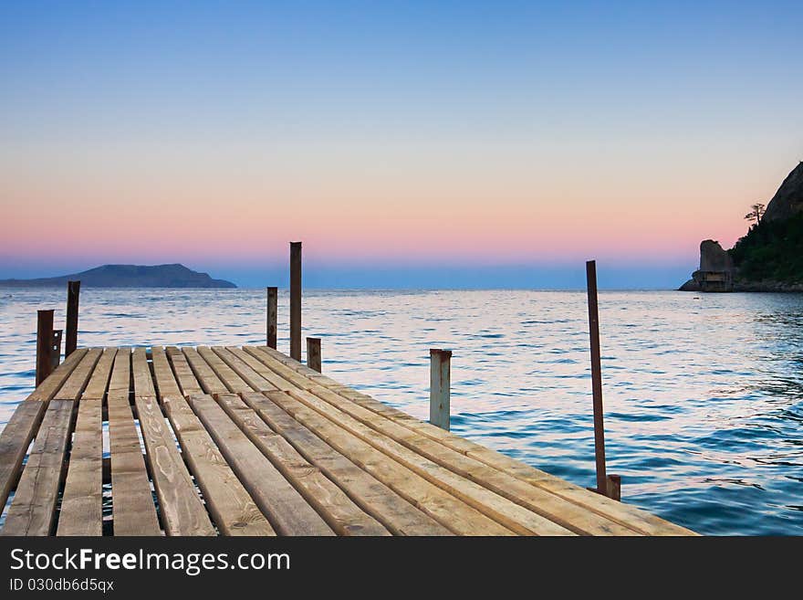 Beautiful decline, view from the wooden bridge