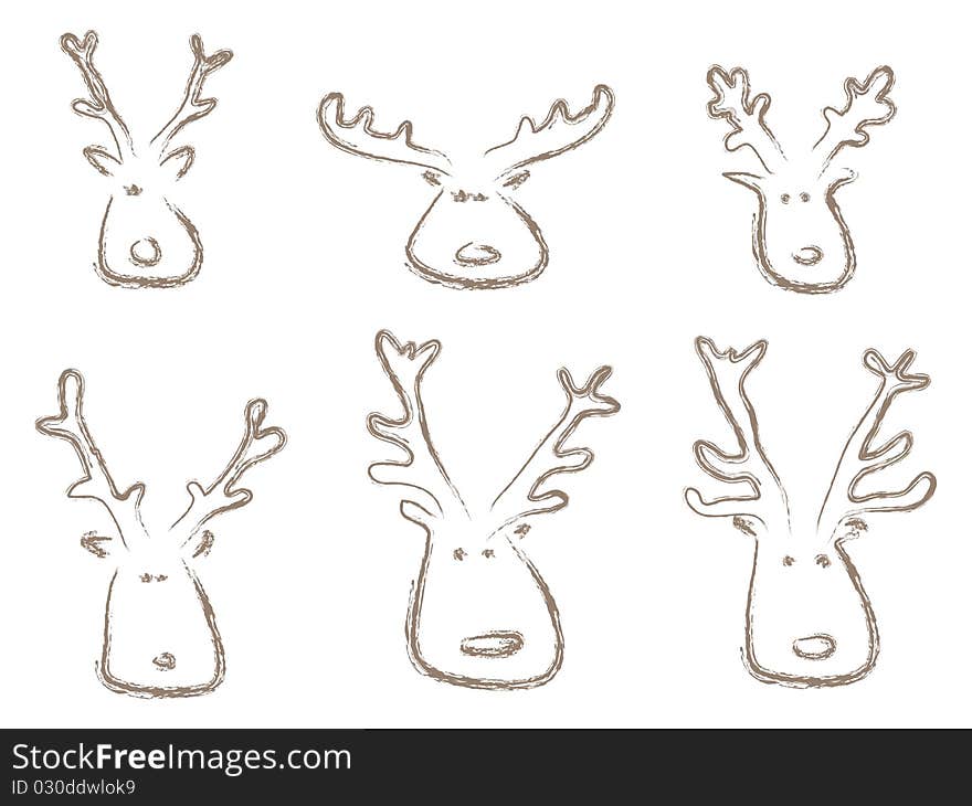 Various heads of elks for design picture. Various heads of elks for design picture