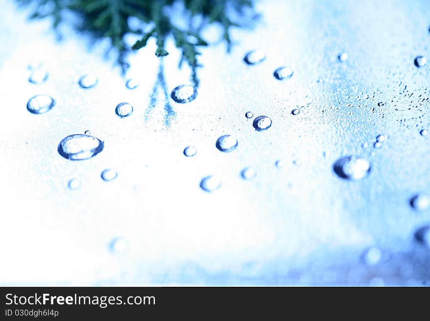 Drops falling on the glass and the reflections of a. Drops falling on the glass and the reflections of a