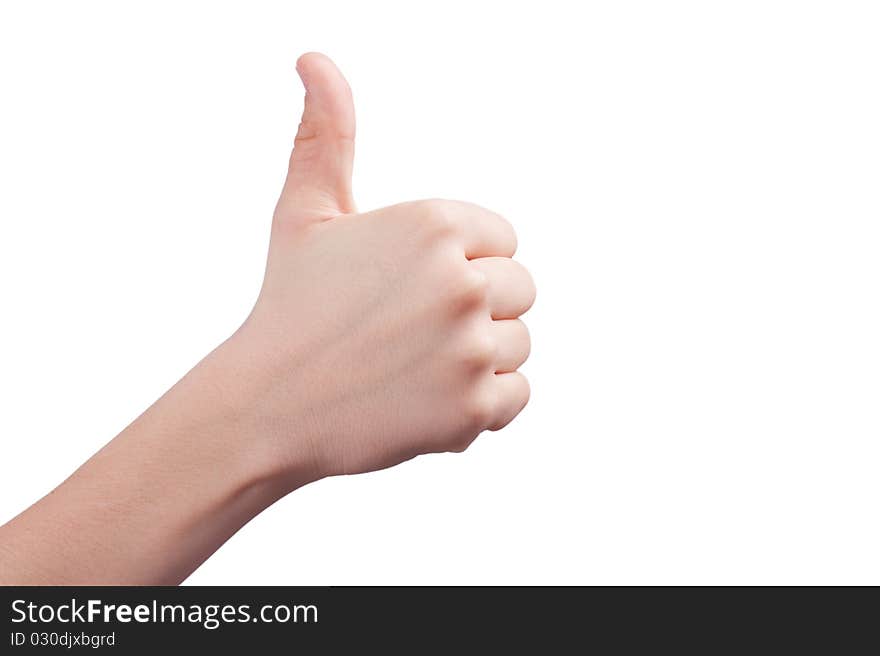 Thumbs up on white background