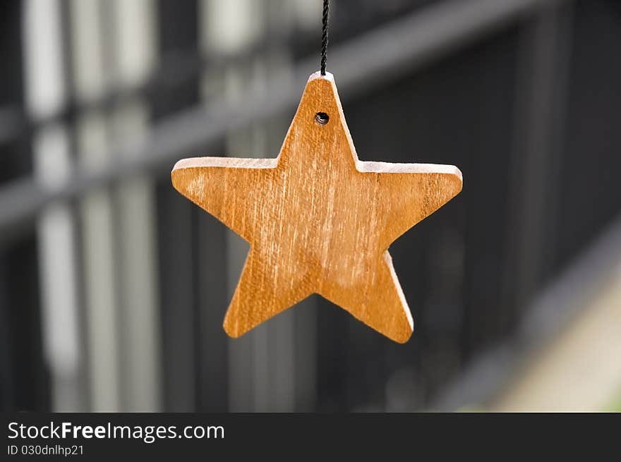 Close up of wooden star decoration