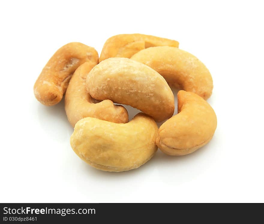 Сashew nuts in isolated white background