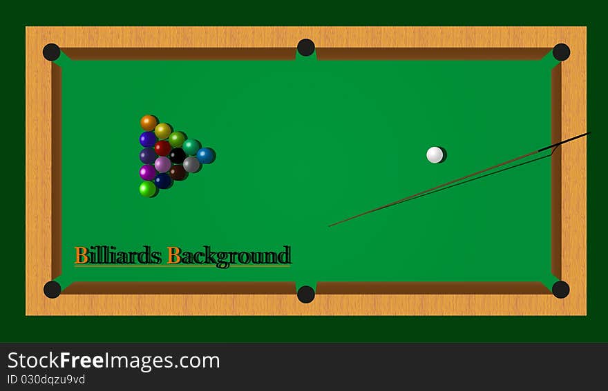 Billiards with balls and cue. Vector, EPS 8.