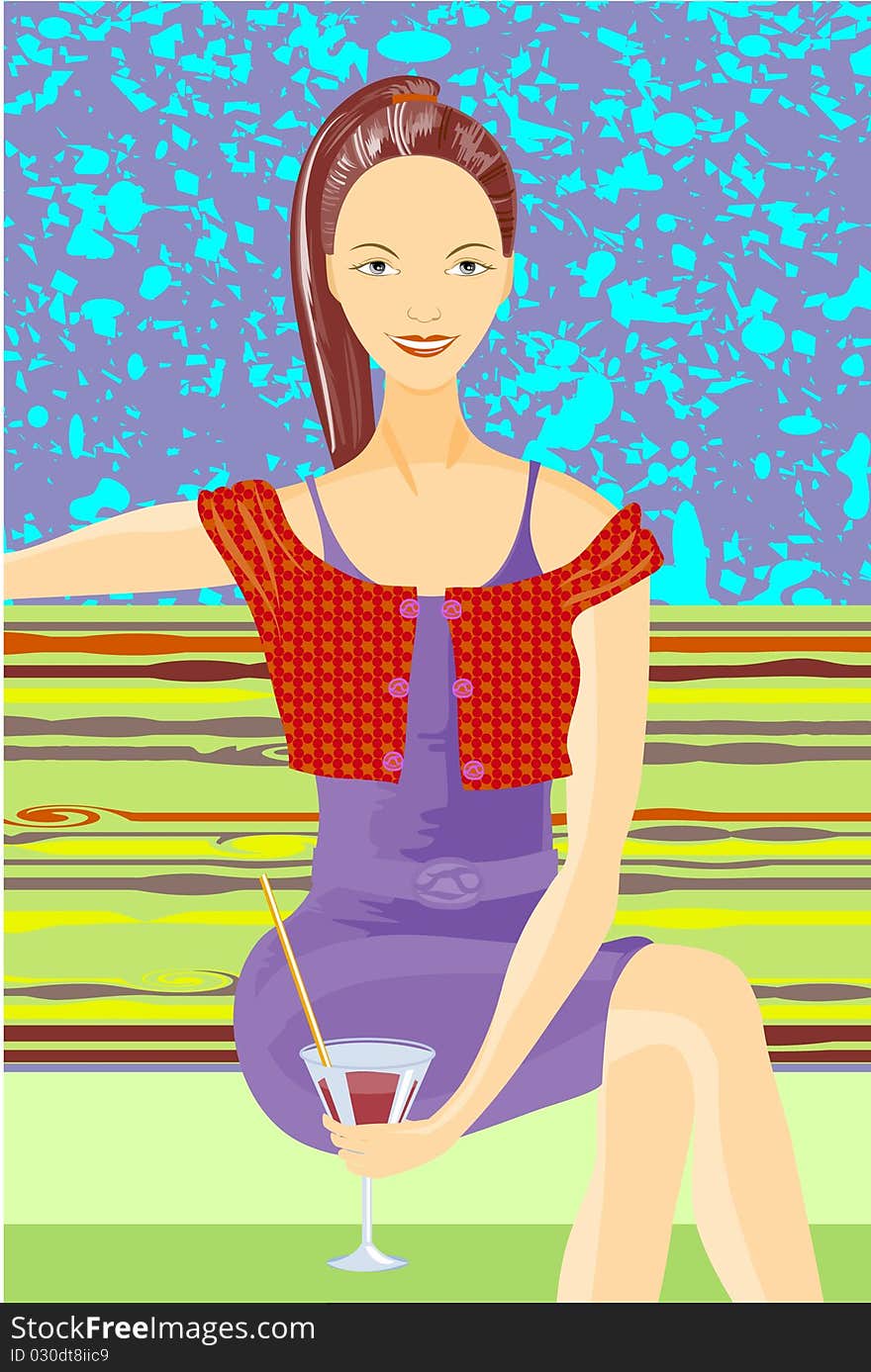 Cheerful Girl With A Cocktail