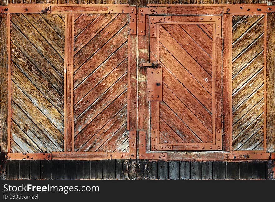 Old wooden doors, dirty background