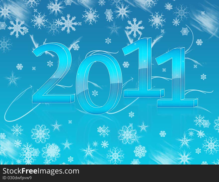 New year wallpaper for 2011 with snowflakes