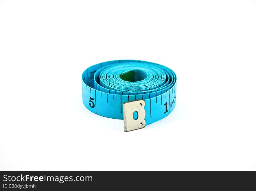 Roll of measuring tape isolated on white background