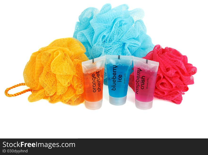 Set for bath colour sponges