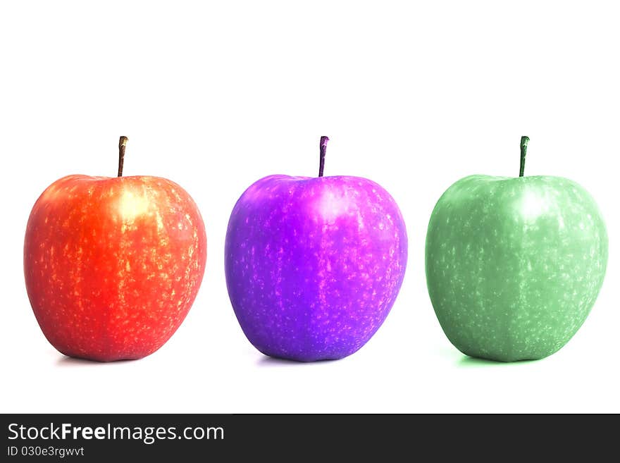 Multicolor apples on white background