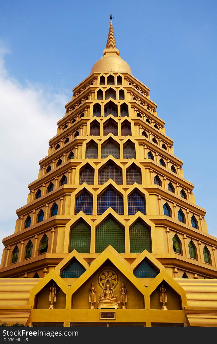 Yellow Stupa in temple Thailand