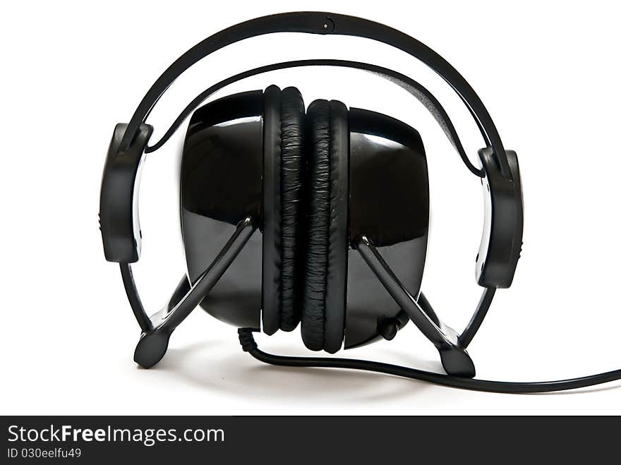 Black headphones isolated on white background