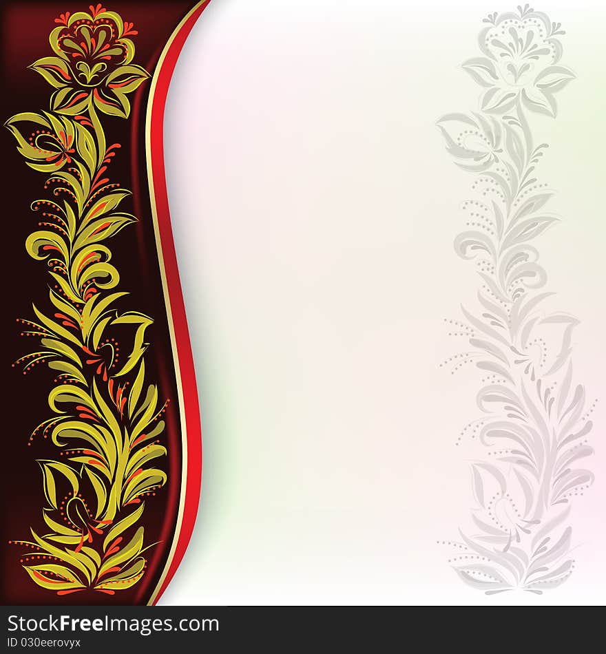 Abstract background with floral ornament on black