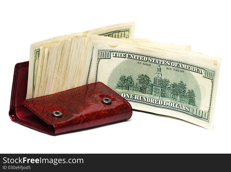 Wallet with many hundred dollars. Wallet with many hundred dollars