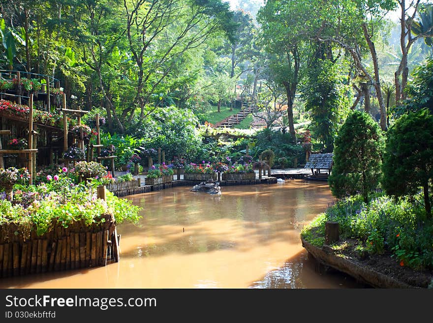 Garden near water in Thailand