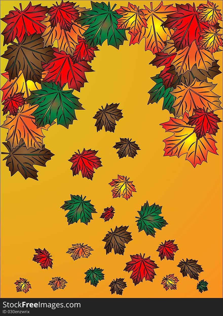 Colorful autumn maple leaves falling down background. Colorful autumn maple leaves falling down background