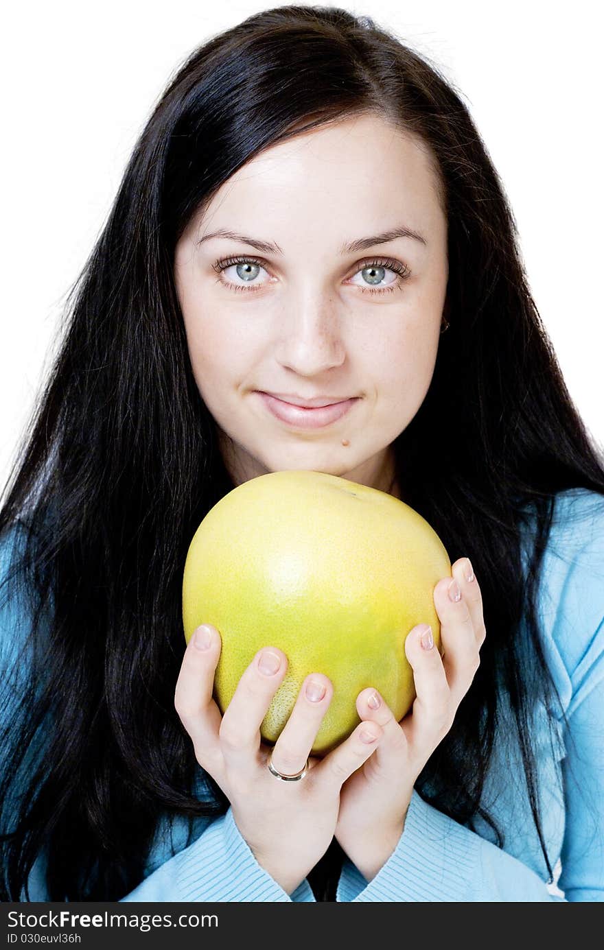 Girl Holding Yellow Pomelo