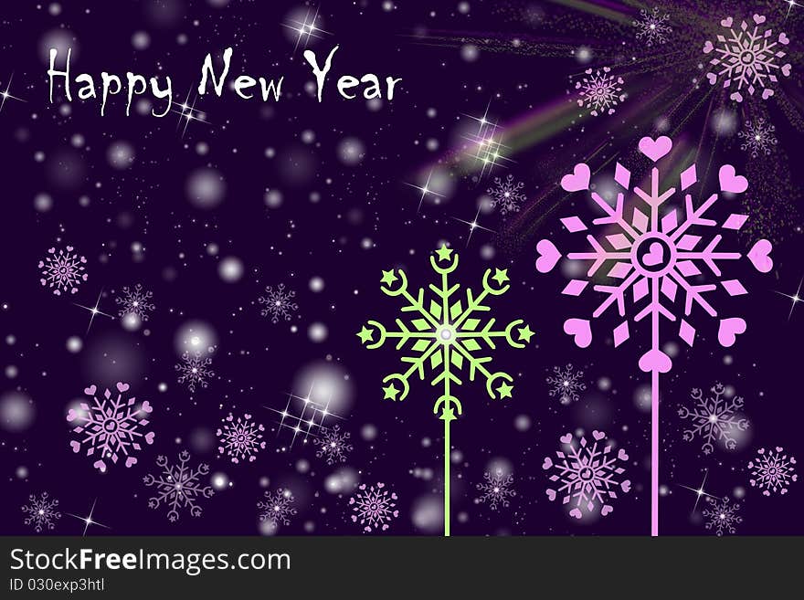 Happy New Year Greeting card. Beautiful Shiny background