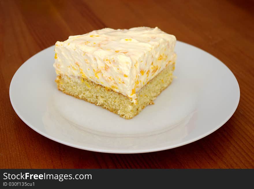 Luscious slice of a tangerine-cream-cake. Luscious slice of a tangerine-cream-cake.