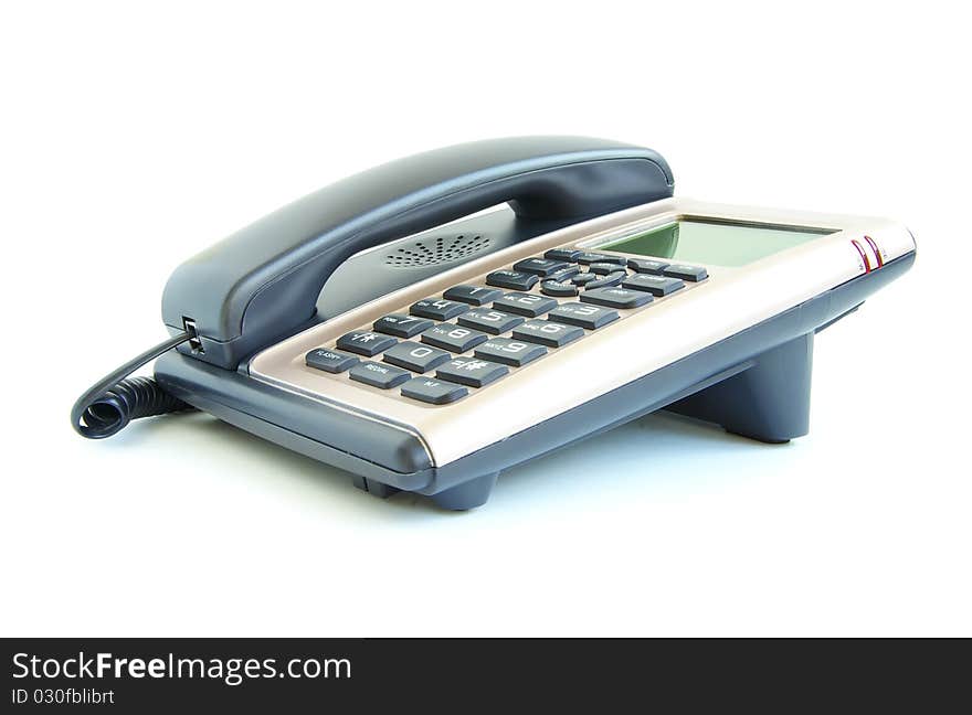 Blue telephone isolated on a white background