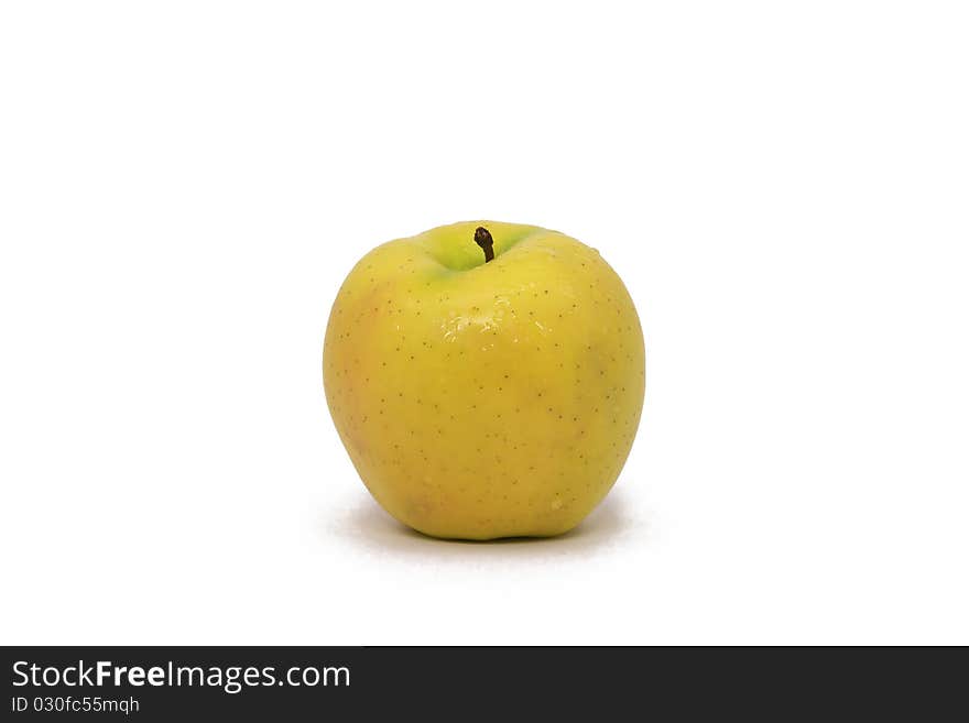 Single Yellow Apple Isolated on a White Background