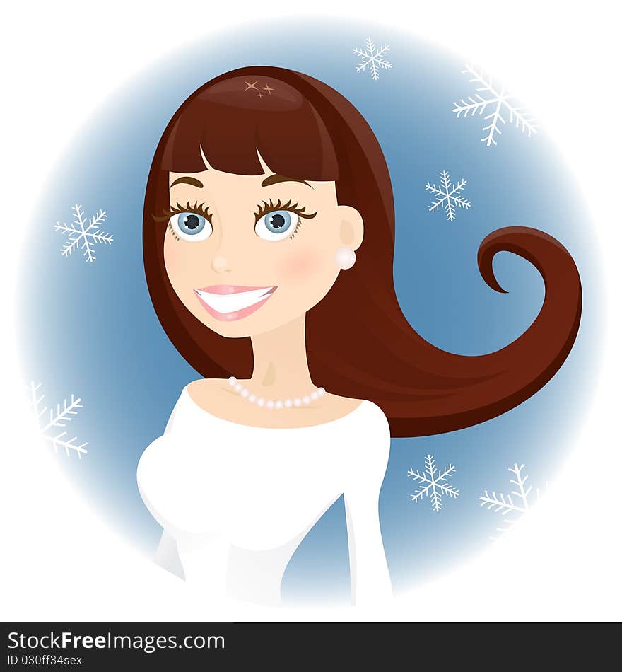 Vector illustration: cute woman smile. Vector illustration: cute woman smile.