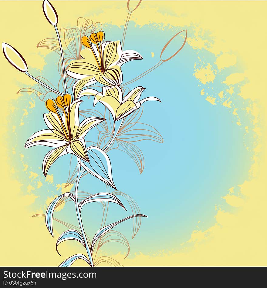 Retro stylized background with flowers