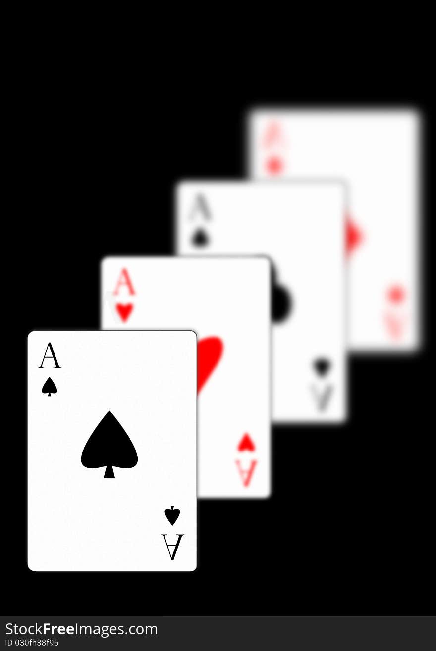 Playing Cards on black background with blur effect. Playing Cards on black background with blur effect